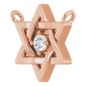 14K Rose .03 CT Natural Diamond Star of David Necklace Center