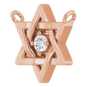 14K Rose .03 CT Natural Diamond Star of David Necklace Center