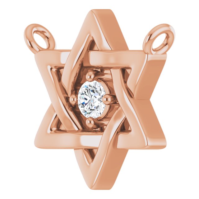 14K Rose .03 CT Natural Diamond Star of David Necklace Center
