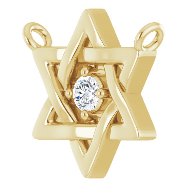 14K Yellow .03 CT Natural Diamond Star of David Necklace Center