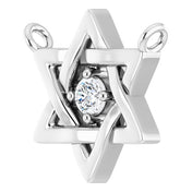 14K White .03 CT Natural Diamond Star of David Necklace Center