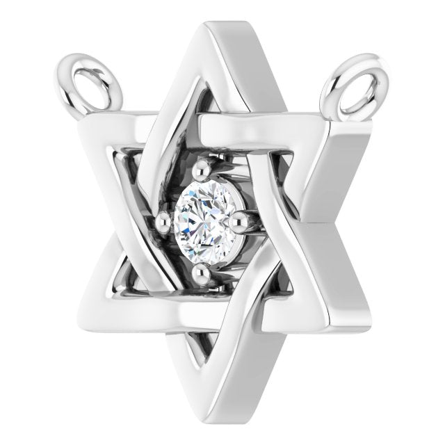 14K White .03 CT Natural Diamond Star of David Necklace Center