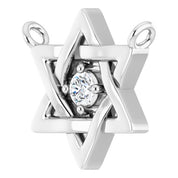 Platinum .03 CT Natural Diamond Star of David Necklace Center