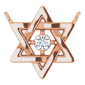 14K Rose .03 CT Natural Diamond Star of David Necklace Center