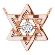 14K Rose .03 CT Natural Diamond Star of David Necklace Center