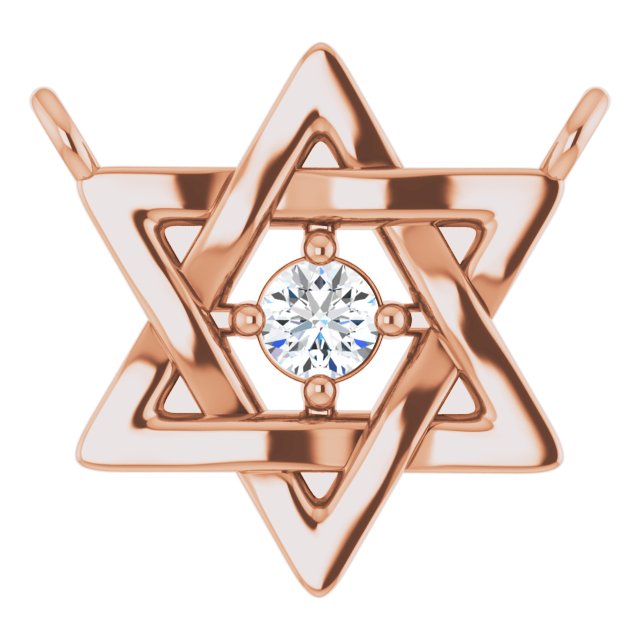 14K Rose .03 CT Natural Diamond Star of David Necklace Center
