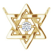14K Yellow .03 CT Natural Diamond Star of David Necklace Center