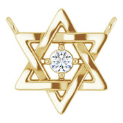 14K Yellow .03 CT Natural Diamond Star of David Necklace Center