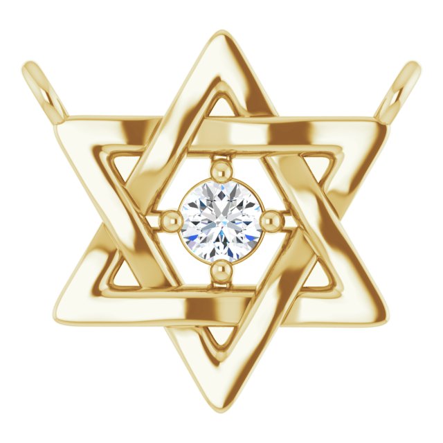 14K Yellow .03 CT Natural Diamond Star of David Necklace Center