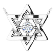 Platinum .03 CT Natural Diamond Star of David Necklace Center