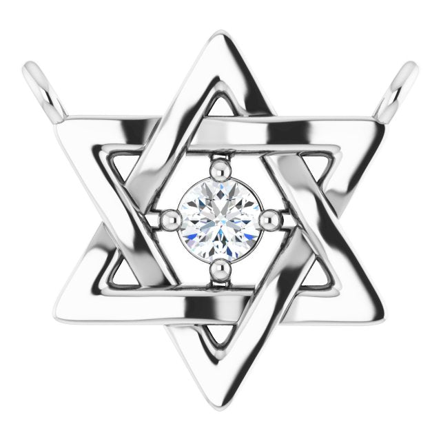 Platinum .03 CT Natural Diamond Star of David Necklace Center