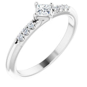 14K White 1/4 CTW Natural Diamond Stackable Ring