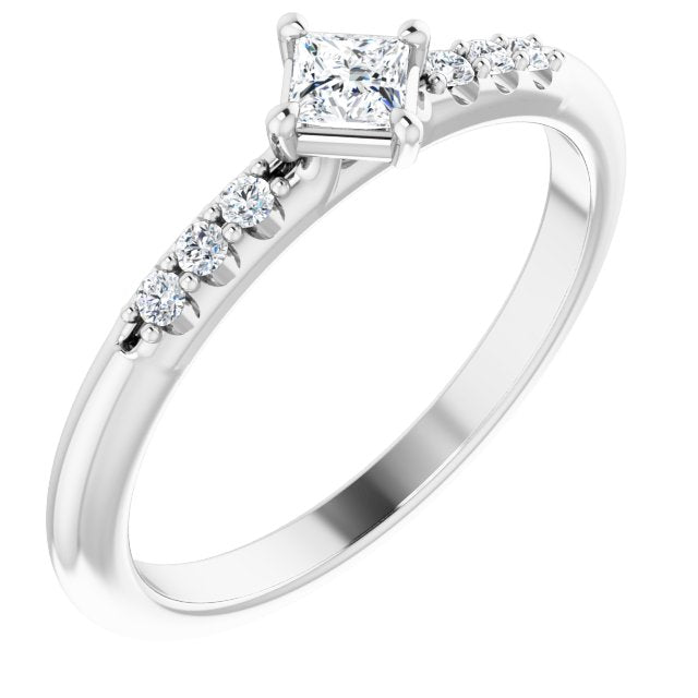 Platinum 1/4 CTW Natural Diamond Stackable Ring