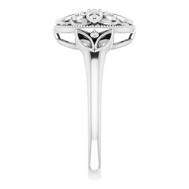 Sterling Silver .06 CTW Natural Diamond Filigree Ring