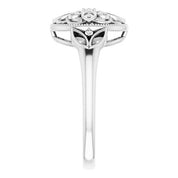 Sterling Silver .06 CTW Natural Diamond Filigree Ring