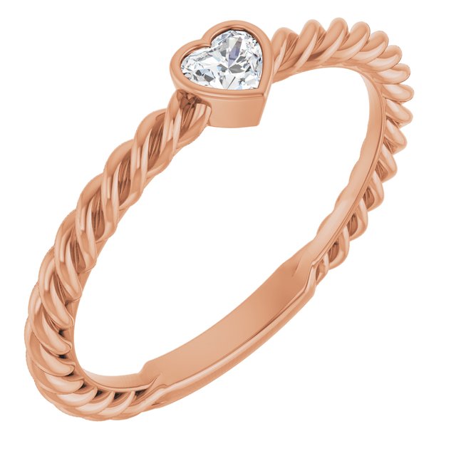 14K Rose Gold 1/6 CT Natural Diamond Bezel-Set Rope Ring - Elegant Design by [Brand Name] [Part Number]