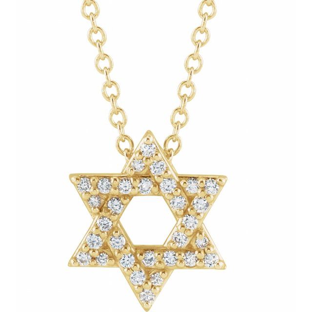 10 CTW Natural Diamond Star of David 16-18" Necklace