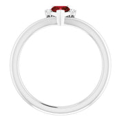 14K White Natural Mozambique Garnet & .03 CTW Natural Diamond Heart Rring