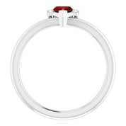 14K White Natural Mozambique Garnet & .03 CTW Natural Diamond Heart Rring