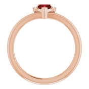 14K Rose Natural Mozambique Garnet & .03 CTW Natural Diamond Heart Rring