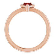 14K Rose Natural Mozambique Garnet & .03 CTW Natural Diamond Heart Rring