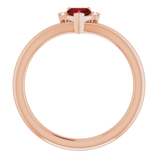 14K Rose Natural Mozambique Garnet & .03 CTW Natural Diamond Heart Rring