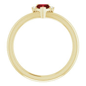 14K Yellow Natural Mozambique Garnet & .03 CTW Natural Diamond Heart Rring