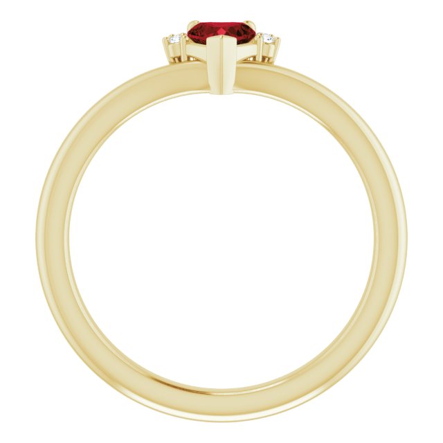 14K Yellow Natural Mozambique Garnet & .03 CTW Natural Diamond Heart Rring
