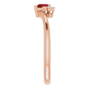 14K Rose Natural Mozambique Garnet & .03 CTW Natural Diamond Heart Rring