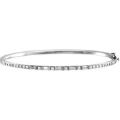 14K White 1 CTW Natural Diamond 7" Bangle Bracelet