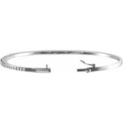 14K White 1 CTW Natural Diamond 7" Bangle Bracelet