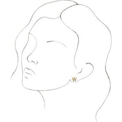 14K Yellow Single Initial W Earring