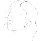 14K Rose Single Initial N Earring