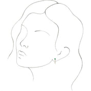 14K Yellow Lab-Grown Emerald & 1/8 CTW Natural Diamond J-Hoop Earrings