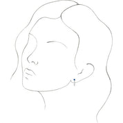 Sterling Silver Lab-Grown Blue Sapphire & 1/8 CTW Natural Diamond J-Hoop Earrings