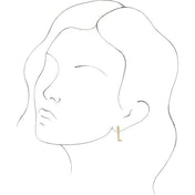 18K Initial Hinged Dangle Huggie Earrings in White and Yellow Gold
