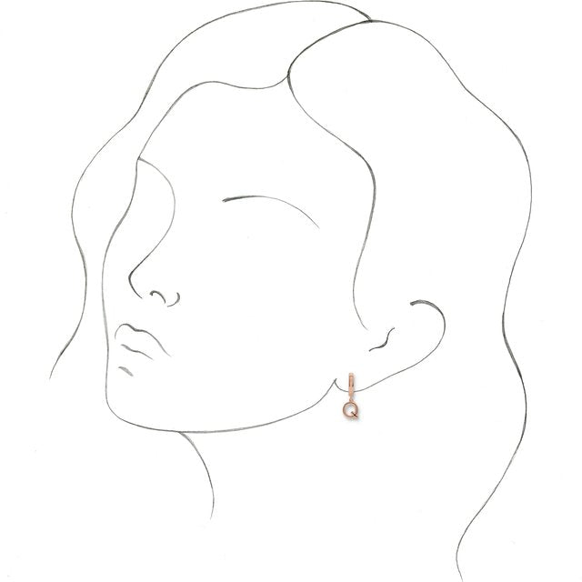 14K Gold Initial Dangle Hinged Huggie Earrings