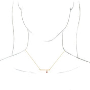 14K Rose Lab-Grown Blue Sapphire Bezel-Set Bar 16" Necklace