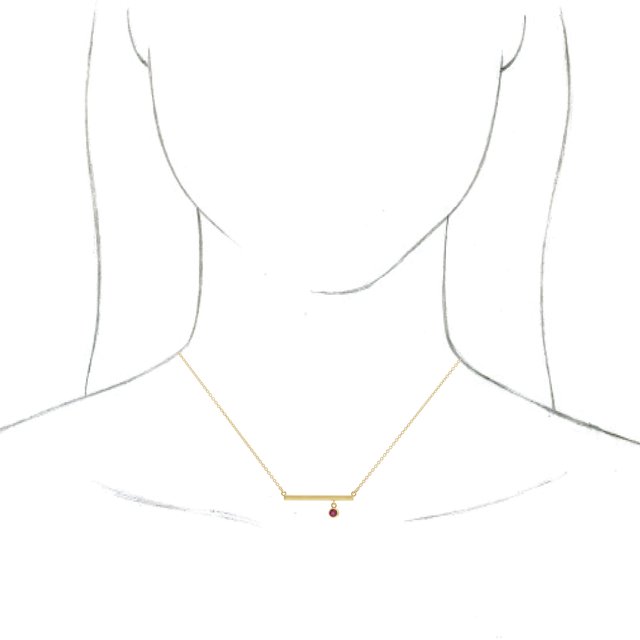 14K Rose Lab-Grown Blue Sapphire Bezel-Set Bar 16" Necklace