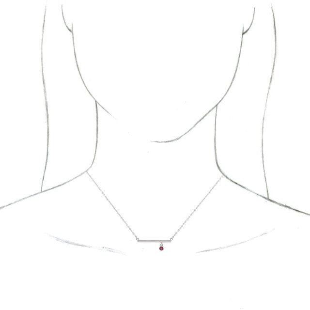 Sterling Silver Natural Ruby Bezel-Set 18" Necklace