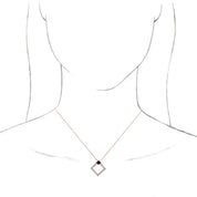 14K Rose Natural Blue Sapphire & 3/8 CTW Natural Diamond 16-18" Necklace