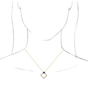 14K Yellow Natural Blue Sapphire & 3/8 CTW Natural Diamond 16-18" Necklace