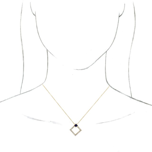 14K Yellow Natural Blue Sapphire & 3/8 CTW Natural Diamond 16-18" Necklace