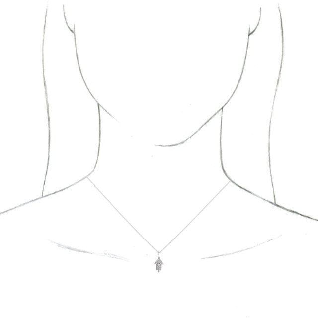 14K White Hamsa 16-18" Necklace