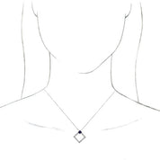 Sterling Silver Natural Blue Sapphire & 3/8 CTW Natural Diamond 16-18" Necklace