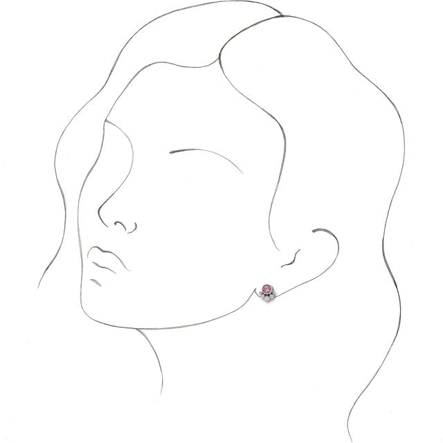 Platinum Natural Pink Tourmaline & 1/8 CTW Natural Diamond Earrings