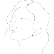 Sterling Silver Natural Mozambique Garnet & 1/6 CTW Natural Diamond Earrings