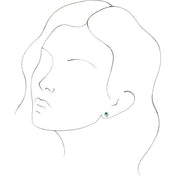Sterling Silver Lab-Grown Emerald & 1/6 CTW Natural Diamond Earrings