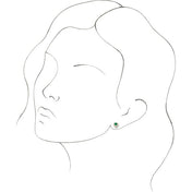 14K Yellow Lab-Grown Emerald & 1/6 CTW Natural Diamond Earrings