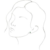 14K Rose Lab-Grown Emerald & 1/6 CTW Natural Diamond Earrings